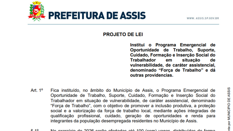 Projeto aprovado por unanimidade na Câmara cria iniciativa municipal de suporte, formação e inserção no mercado para trabalhadores em situação de vulnerabilidade