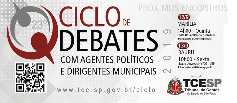 Marília e Bauru sediam próximos encontros do Ciclo de Debates do Tribunal de Contas Marília e Bauru sediam próximos encontros do Ciclo de Debates do Tribunal de Contas
